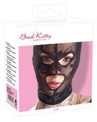 Bad Kitty Spitzenkopfmaske mit Augen-/Mundöffnung, schwarz